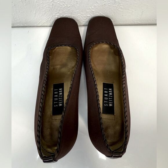 STUART WEITZMAN Chocolate Square Toe Heels, Size 7.5 - Picture 5 of 8